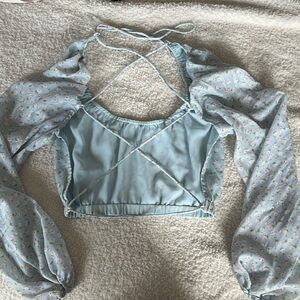 Open back crop top long sleeve